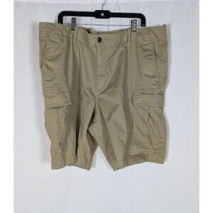 Lands' End Shorts 46 Men's Traditional Fit Khaki Cargo Pockets Cotton Blend